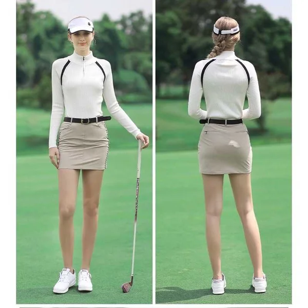 Hình ảnh một golf thủ nữ mặc chiếc váy skate khi đang thi đấu